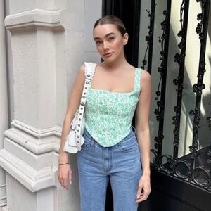 ZARA POPLIN FLORAL CORSET TOP size M